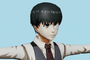 Ken Kaneki Tokyo-Ghoul, male, man, boy, people, human, xna, characters, rigged